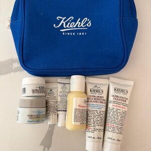 Kiehl's Mini Travel Gift Set with Blue Cosmetic Pouch